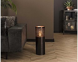 Vloerlamp Cilinder Ø20 van Zwart Nikkel 60cm Hoog - Stijlvol Design - Vloerlampen - 20x20x60 cm - Modern Interieur - Luxe Nikkelen Afwerking - Compact en Sfeervol - Perfect voor Woonkamer en Slaapkamer