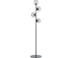 Vloerlamp - Crystal (4L) - Smoke-glazen lampenkappen - H 165 cm - Zwart