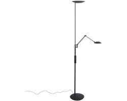 Vloerlamp Daphne 2 4602ZW - zwarte moderne vloerlamp met draaibare en kantelbare leesarm, van metaal en elektronica - Steinhauer