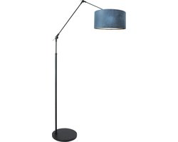 Vloerlamp Elegant classy | 1-lichts | draaibaar & kantelbaar | geborsteld staal / fluweel blauw | Ø 50 cm | uitschuifbaar tot 130 cm | E27 fitting | modern-klassiek design
