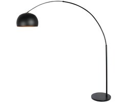 Vloerlamp Globe Black 4911ZW booglamp zwart/goud E27 van Steinhauer, metalen kap Ø40 cm, hoogte verstelbaar, moderne stijl voor binnengebruik