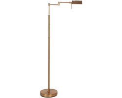 Vloerlamp GlowGo 4603BR - Bronzen klassieke vloerlamp van Mexlite met geïntegreerde accu, verstelbare arm en dimmer, hoogte 125 cm