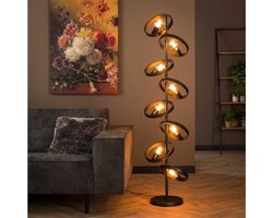 Vloerlamp Hover met 8 Lampen in Charcoal - 42x26x162 cm - Sfeerverlichting - Moderne Stijl - Geschikt voor Woonkamer of Slaapkamer - Hoogwaardige Verlichting - Eenvoudig te Monteren