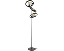 Vloerlamp Industrieel Circular - Vloer Lamp voor Woonkamer / Slaapkamer / Eetkamer - Donkergrijze Industriele / Modern Staande Lamp met Warm Licht (155cm hoogte)