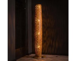 Vloerlamp L Bars van Massief Gerecycled Teakhout - Duurzaam Design - 40x40x184 cm - Sfeervolle Verlichting - Uniek en Milieuvriendelijk - Geschikt voor Woonkamer - Natuurlijke Materialen - Stijlvolle Interieurs