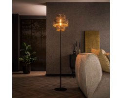 Vloerlamp Lantern 1-Lichts Zwart/Bruin - Giga Meubel
