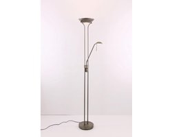 Vloerlamp leeslamp Highlight Luna - 1x20watt led 1x5watt led - 4 jaar garantie op LED - mat brons - LED geïntegreerd