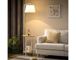Vloerlamp – Lumina - Linnen lampenkap – Licht en wit