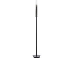 Vloerlamp - Lumina - Smoke-grijze lampenkap - Metaal - Zwart