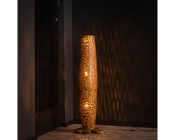 Vloerlamp m Bars van gerecycled teakhout | 1 lichts | 40x40x145 cm | staande lamp | woonkamer | duurzaam design | massief hout