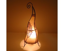vloerlamp – marokkaanse hennalamp – Staande lamp – echt leer – Wit – 60 cm