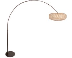 Vloerlamp Maze Natural 4768CA cacao met bamboe kap Ø60 cm - Draaibaar, kantelbaar en uitschuifbaar - Steinhauer - Scandinavisch ontwerp