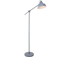 Vloerlamp Mexlite Nove 1322GR - Grijs - Draaibaar en Kantelbaar - Kunststof en Metaal - E27 Fitting - 190 cm Snoer - Trendy Binnenverlichting