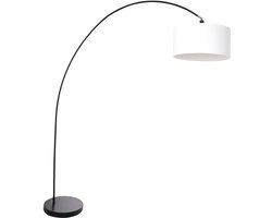 Vloerlamp Mexlite Solva 3897ZW Zwart met Metaal en Textiel, Kantelbaar, Hoogte 185 cm, Binnengebruik, Modern Design
