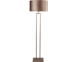 Vloerlamp Monza met ovale velours kap | 1 lichts | bruin velours | earth on gold / bruin / brons | metaal / stof | Ø 45 cm | 160 cm hoog | staande lamp | modern / klassiek / sfeervol / tijdloos design