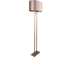 Vloerlamp Monza met ovale velours kap | 1 lichts | taupe velours | taupe on taupe / brons / bruin | metaal / stof | Ø 45 cm | 160 cm hoog | staande lamp / stalamp | modern / sfeervol / tijdloos design