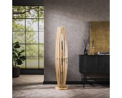 Vloerlamp Naturel Mangohout - 3-Lichts - 145x28x28cm - Giga Meubel
