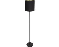 Vloerlamp Noor 1564ZW Zwart, metalen constructie & textiele kap (30cm diameter, 160cm hoog) - Mexlite