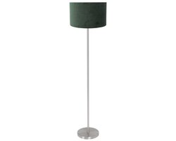 Vloerlamp Noor 4434ST – Geborsteld staal met groene velours kap, trendy ontwerp, geschikt voor binnen gebruik – Mexlite