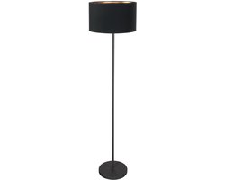 Vloerlamp Noor 4436ZW – Zwart met metalen en textielen elementen, hoogte 144 cm, trendy stijl, Mexlite