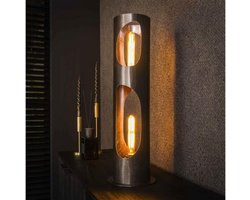 Vloerlamp Ø20 Organic Cylinder in Zwart Nikkel Design - 20x20x71 cm - Stijlvolle Vloerlampen - Hoogte 71 cm - Nikkelafwerking - Moderne Sfeerverlichting voor Woonkamer en Slaapkamer