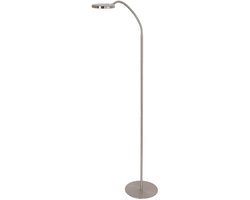 Vloerlamp Platu 3351ST – stalen design leeslamp, hoogte verstelbaar (115-132 cm), met dimbare LED verlichting en draaibare arm, merk Mexlite