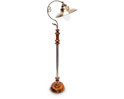 vloerlamp - retro - 157x35x39 cm - kantelbaar - Jungendstil - hout - messing