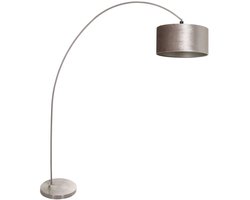 Vloerlamp Solva 3909ST Staal met taupe fluwelen lampenkap, trendy en kantelbaar, Mexlite, 185 cm hoogte