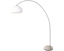 Vloerlamp Solva 3919ST modern met staal en witte kunststof lampenkap, kantelbaar, Mexlite, hoogte 185 cm, reikwijdte 160 cm