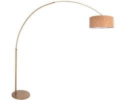 Vloerlamp Sparkled Light 4335BR - brons met stoere kurken kap, hoogte verstelbaar van 210-240 cm, diameter kap 50 cm - Steinhauer
