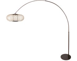 Vloerlamp Sparkled Light 4759CA cacao met crème bamboe kap, verstelbaar in hoogte van 210-240 cm, Steinhauer, trendy design met kantelbare fitting en duurzame materialen