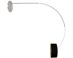 Vloerlamp staal / textiel trendy 230cm hoogte Sparkled Light 3963ST Steinhauer met zwarte kap en goudkleurige binnenkant