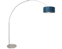 Vloerlamp Staalkleurig Hoogte Verstelbaar Metaal Textiel Booglamp Sparkled Light 8241ST Steinhauer