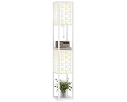 Vloerlamp - Staande lamp - Stalamp - Met opbergruimte - 26L x 26B x 155,5H cm - Wit