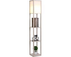 Vloerlamp - Staande lamp - Stalamp - Met opbergruimte - 26L x 26B x 160H cm - Ecru