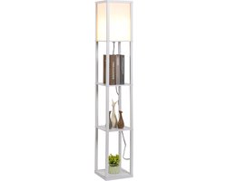 Vloerlamp - Staande lamp - Stalamp - Met opbergruimte - 26L x 26B x 160H cm - Wit