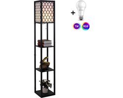 Vloerlamp - Staande lamp - Stalamp - Met opbergruimte - 26L x 26B x 160H cm - Zwart
