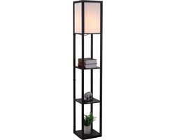 Vloerlamp - Staande lamp - Stalamp - Met opbergruimte - Vloerlamp woonkamer - Staande lampen woonkamer - Vloerlampen Woonkamer - 26L x 26B x 160H cm - Zwart