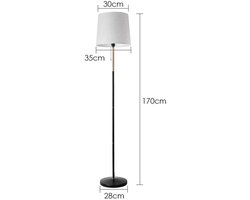 Vloerlamp - Staande lamp - Vloerlampen woonkamer - Linnen Kap - Elegant en tijdloos - Warm licht - Ø 30cm - 170cm