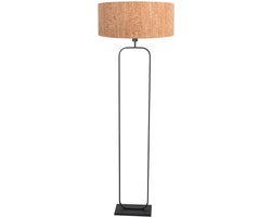 Vloerlamp Stang 4819ZW - zwarte armatuur met beige kurk kap, 147 cm hoog, kantelbaar, geschikt voor LED - Steinhauer