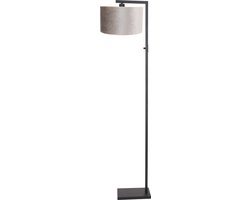 Vloerlamp Stang met kap | 1 lichts | grijs / taupe / zwart | metaal / stof | Ø 30 cm | 160 cm hoog | vloerlamp / staande lamp | dimbaar | modern / sfeervol design