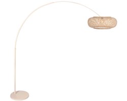 Vloerlamp Steinhauer Sparkled Light 4319CR – Trendy creme kleur, bamboe & metaal, hoogte verstelbaar tot 240 cm, kantelbare E27 fitting, ideale sfeerverlichting voor binnen.