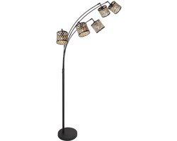 Vloerlamp Sumba 4493ZW - Kantelbaar, 5-lichts, van bamboe en metaal, trendy design, Mexlite