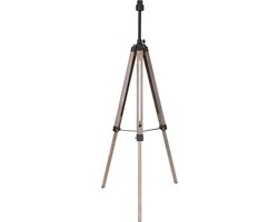 Vloerlamp Triek uitschuifbaar | 1-lichts | mat zwart / vergrijsd hout | E27 | landelijk design | max. hoogte 150 cm | staande lamp | woonkamer / leeshoek