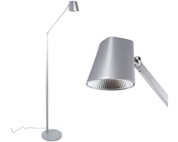 Vloerlamp Triëste | Staalkleur / mat nikkel | Geïntegreerde ledlamp | 5W 320 lumen | Functioneel wit licht (2700 Kelvin) | Staande leeslamp | Touchknop voor eenvoudige bediening | Energiezuinig | Drie lichtsterkten | 140 cm hoog