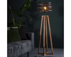 Vloerlamp twist spindle | rond | bruin | opengewerkt metaal | sfeerverlichting voor woonkamer en hal | E27