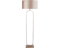 Vloerlamp Verona met ovale velours kap | 1 lichts | bruin velours | taupe on taupe / brons / bruin | metaal / stof | Ø 50 cm | 162 cm hoog | staande lamp | modern / sfeervol / tijdloos design