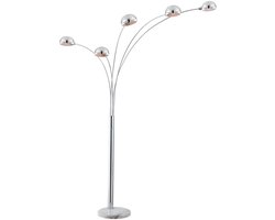 Vloerlamp vloerlamp chroom woonkamer modern met marmeren voet zilver, metaal, 5x E14, LxBxH 130x120x200 cm