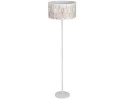 Vloerlamp wit woonkamerlamp retro vloerlamp veelkleurig, vintage vloerlamp hal lamp kap behang, metaal mat, 1x E27 fitting, DxH 50x165 cm
