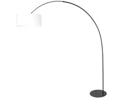 Vloerlamp - wit zwart - Curve - kunststof linnen metaal - booglamp - E27 - 4267ZW - Anne Lighting